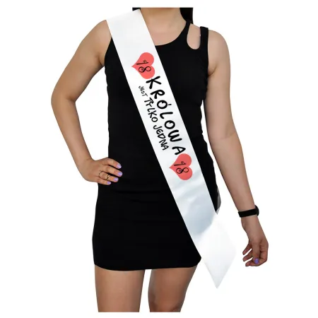 Szarfa BIAŁA Osiemnastka Królowa jest tylko jedna